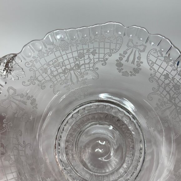 Fostoria Etched Crystal Romance Clear Serving Bowl - Picture 10 of 11